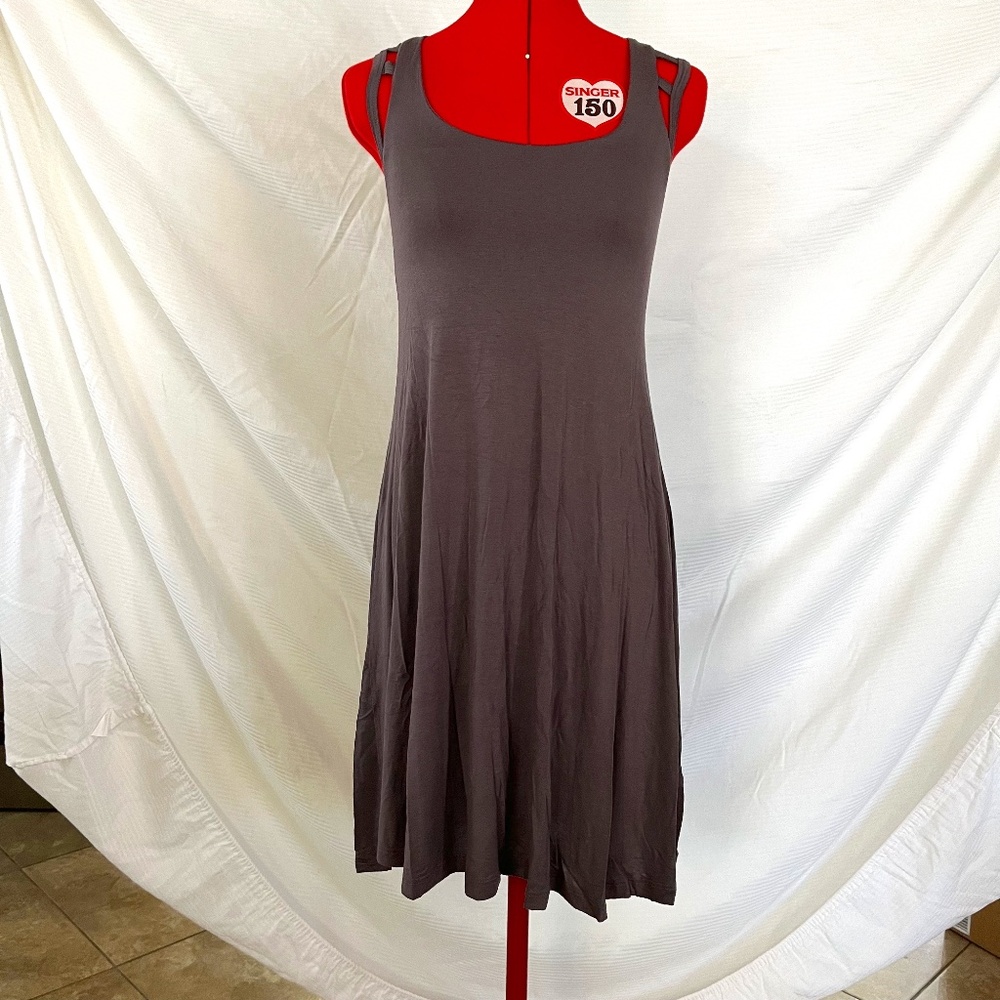 Grey A-line Racerback Tank Dress by Monteau in Medium